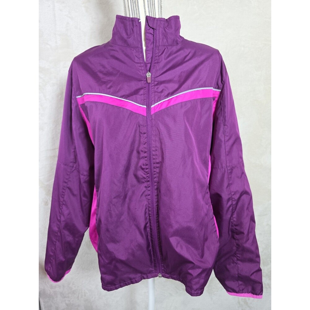 Danskin Now Plush Plum Windbreaker Zip Up Reflective Strip 90's Y2K Retro XL